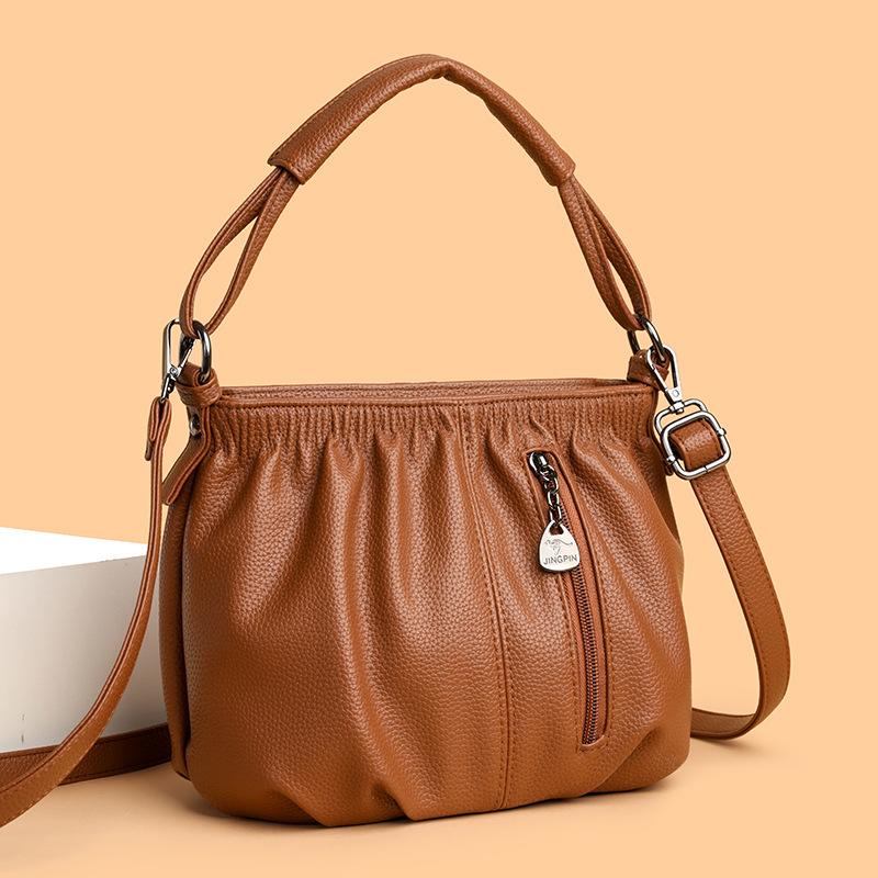 Retro Soft Leather Handbag Small Bag Women's 2026 New Casual Mother Bag Shoulder Messenger Bag