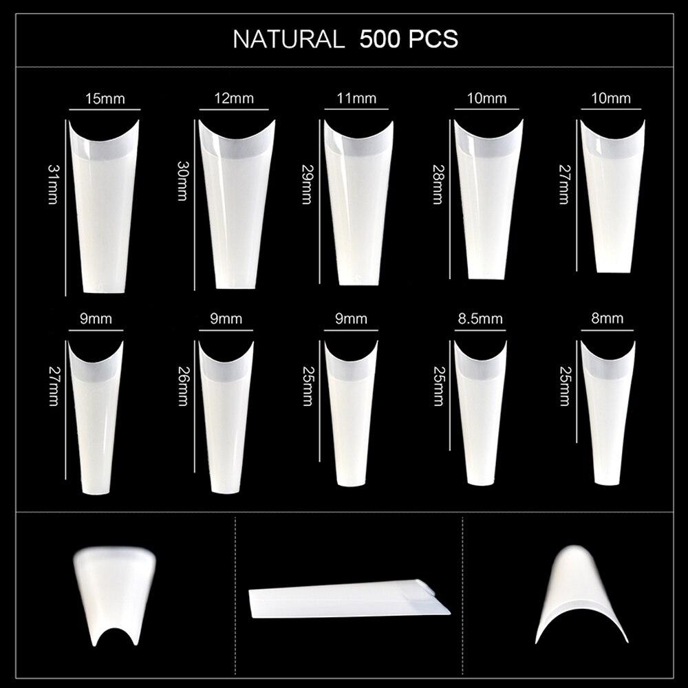 

KADS 500 шт., бесследное мелкое покрытие, накладные ногти, белые, натуральные, прозрачные, 10 размеров, инструменты для дизайна ногтей без складок, накладные ногти, маникюрные инструменты
