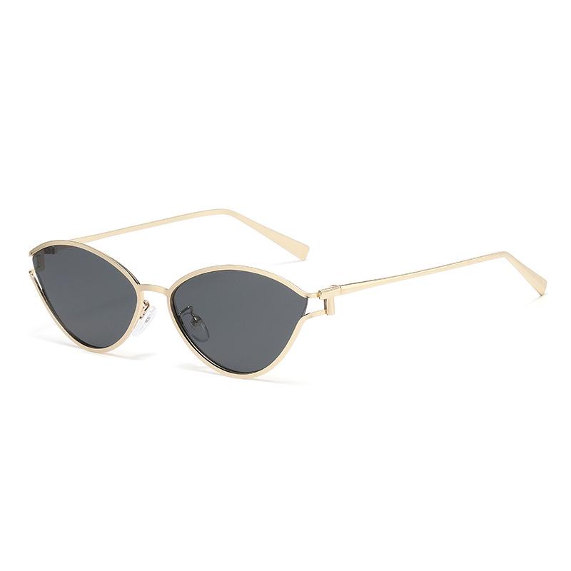 European and American triangular cat eye sunglasses trendy retro metal sunglasses high-end personalized women's sunglasses