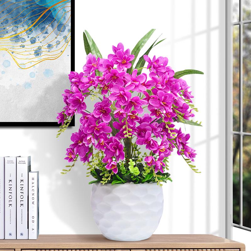Artificial Phalaenopsis Flower Set: Indoor TV Cabinet Decor