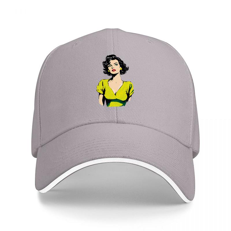 Retro Pinup Girl Design Black Baseball Cap Classic Vintage Style Women Fashion Hat Streetwear Accessory Unique Artistic Print