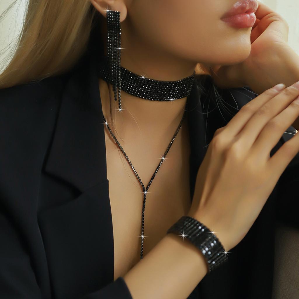 Women's Fashion Necklace, Earrings, Bracelet, Zircon Set Suitable for Wedding, Party, Festival Gifts-8094