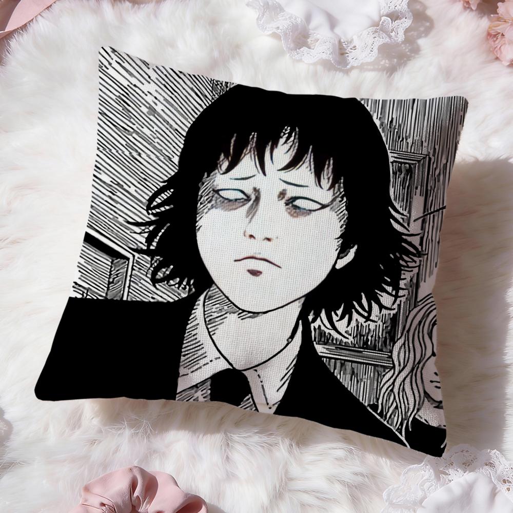 J-Junji Ito Terror Horror Cushion Cover Premium Comfort Reversible Pillow Cove -Two in One Design for Any Room & Car Interior