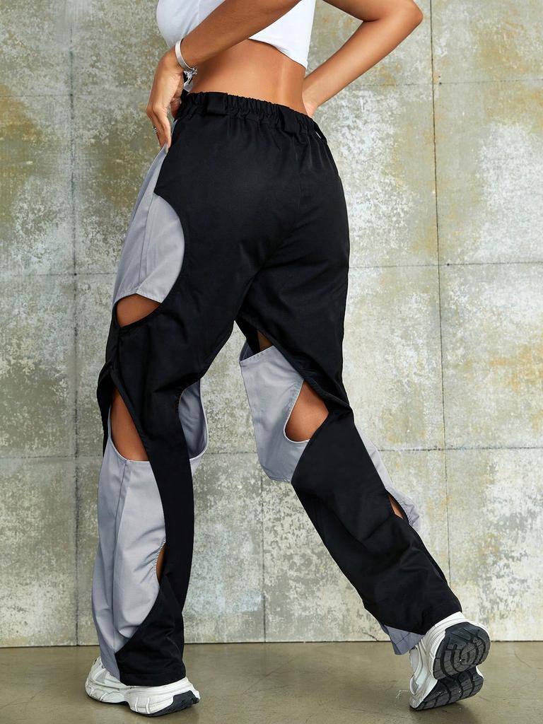 Rose Beauty A Rave Two Tone Cut Out Cargo Pants
