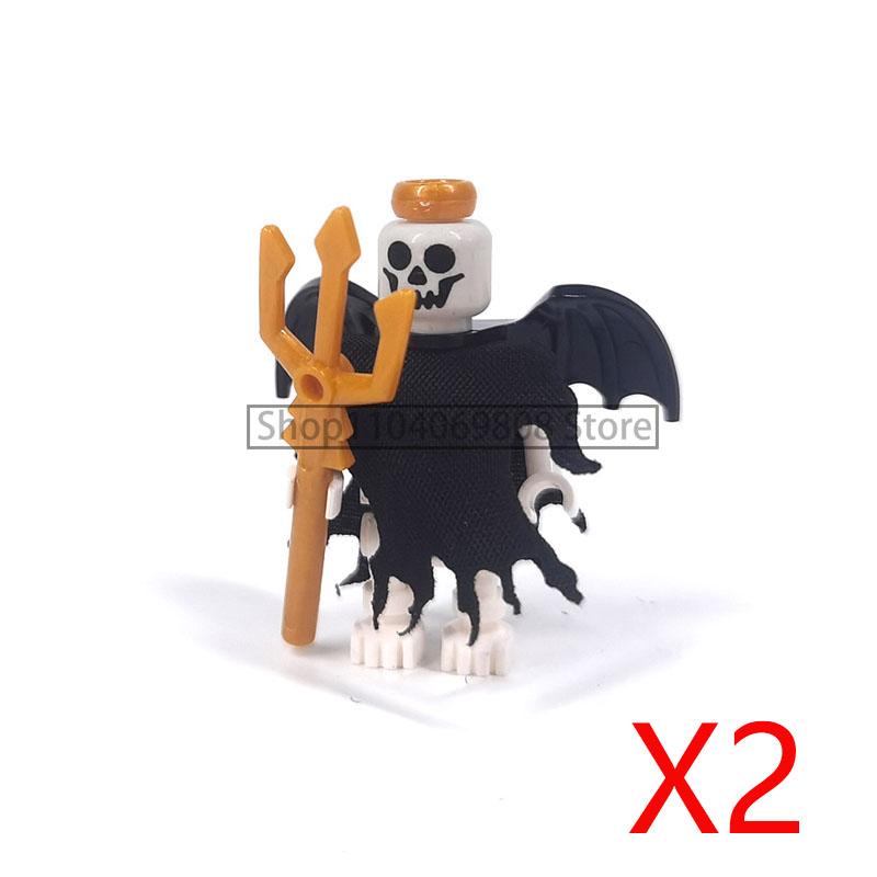 MOC Halloween Building Blocks Skeleton Army Knight Figures Flame Horse Medieval Vampire Furniture Assembly DIY Bricks Toys Gifts