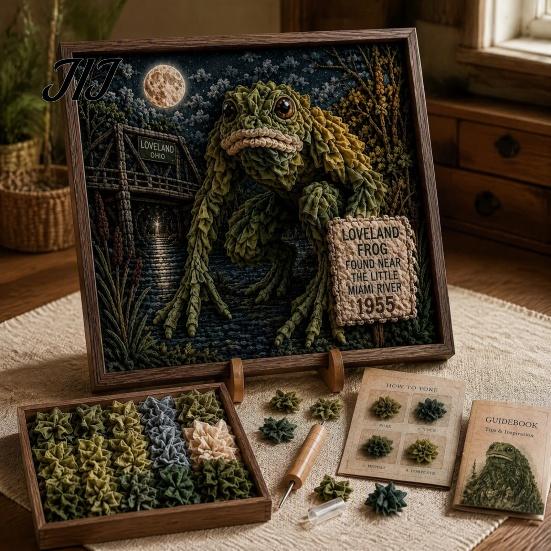 Einzigartige Heimdeko-Bastelarbeiten 3D DIY Stoff-Stech-Kunst-Set, Kreatives Handarbeits-Set, Fantasiewald Stressabbau Hobbys Tiere Pressen