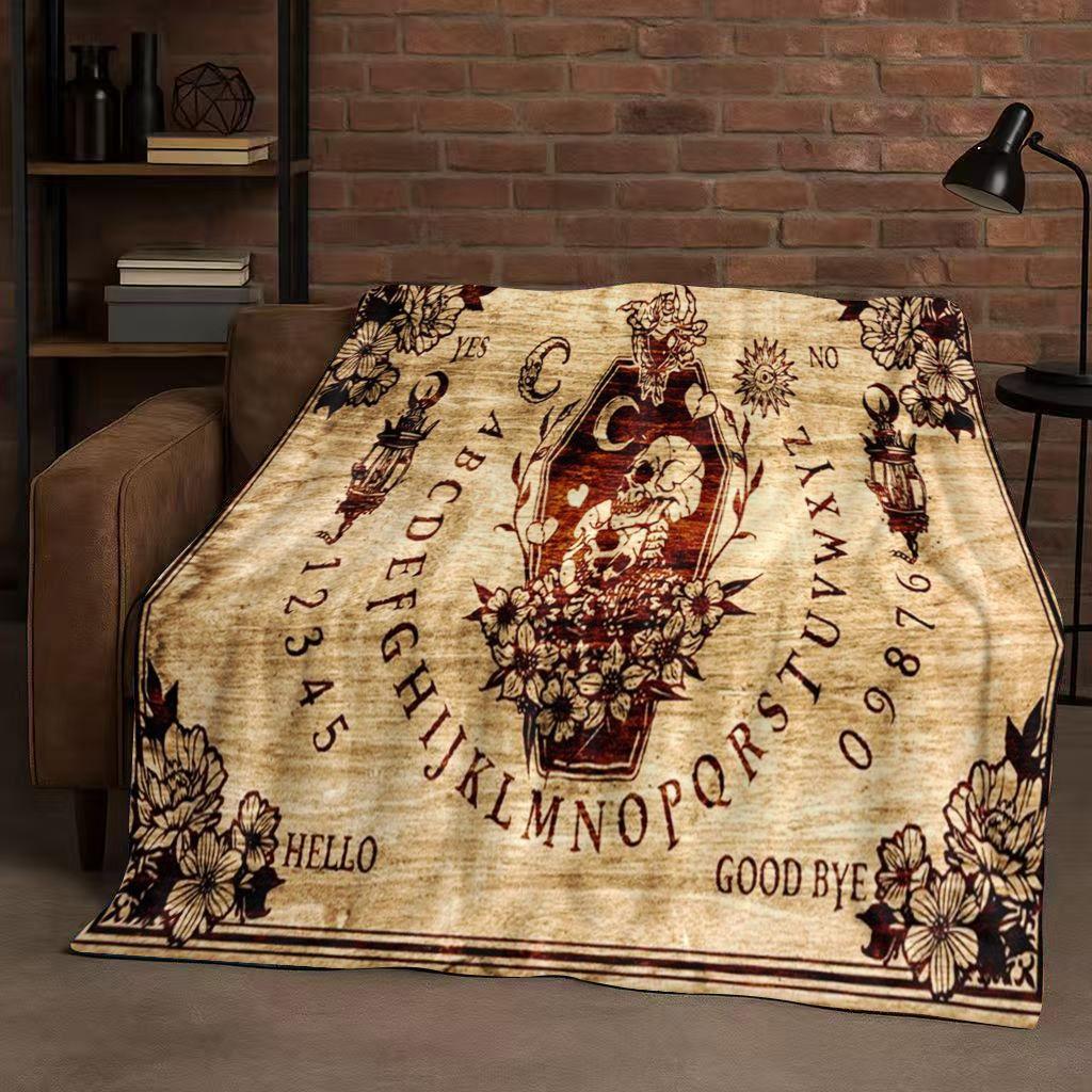 Retro Witch Spirit Ouija Board Art Flannel Blanket,Ultra Soft Warm Plush Throw for Home Bedroom Bed Sofa Cover Kids Gift Picnic