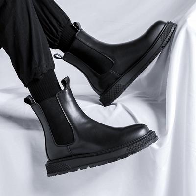British Style Black Short Martin Boots 2025 Autumn and Winter Single Boots Thick-soled Versatile Sleeve Men's Cigarette Boots 4505-R