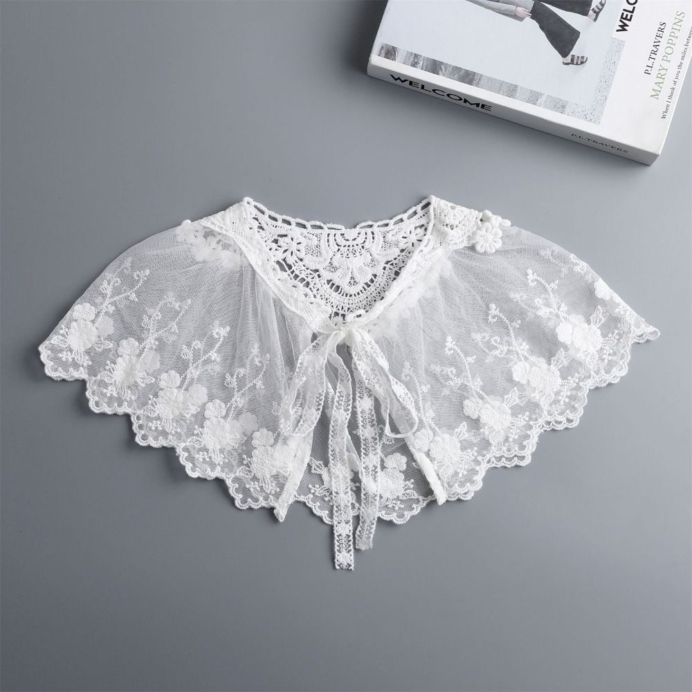 Cape Blouse False Collars Floral Small Shawl Retro Embroidered Lace Fake Collar Clothes Decoration