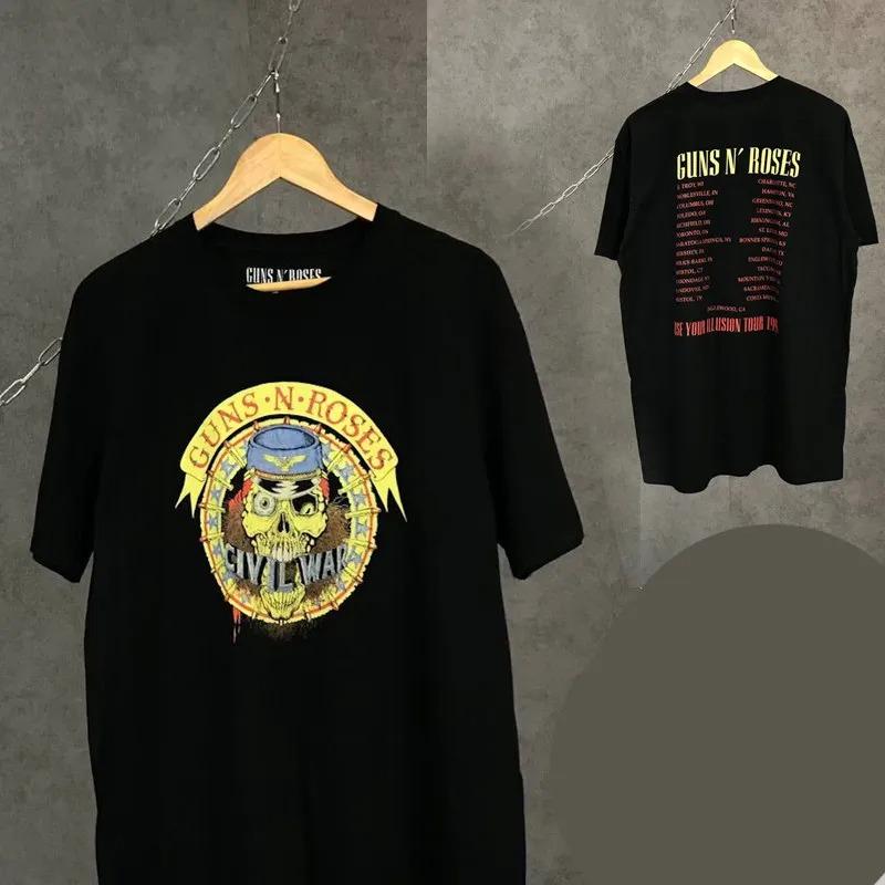 2026 Summer Fashion Trendy Vintage Top New 80s Guns N 'Roses Band Casual T-Shirt Men and Women Band Brand Top