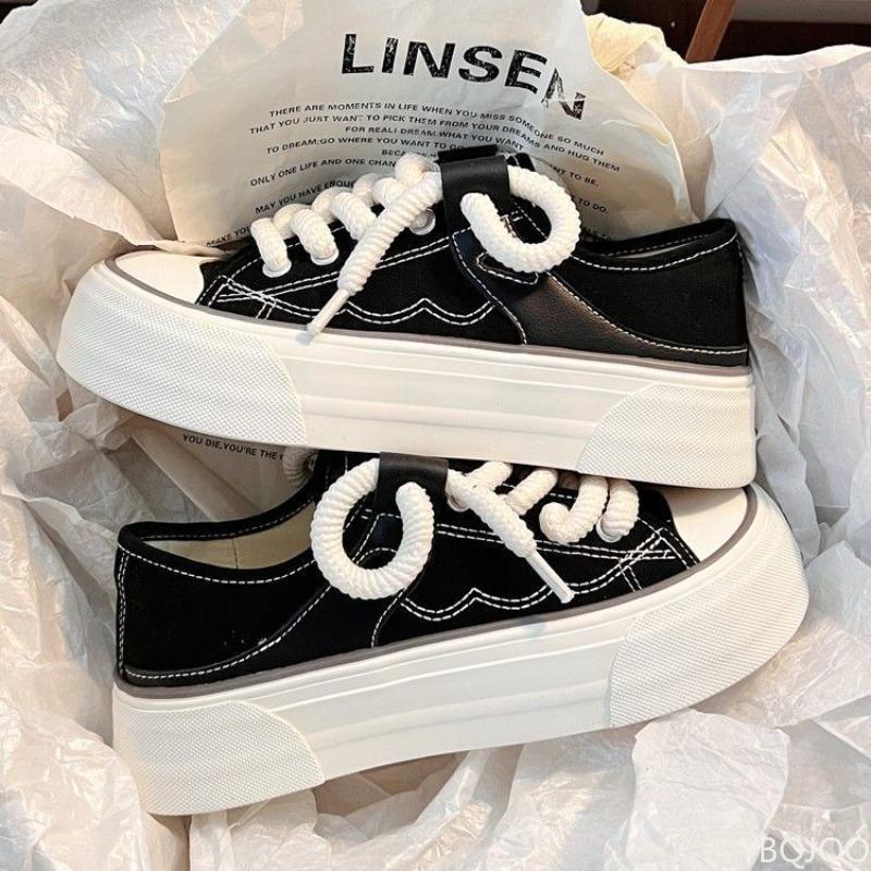 Thick soled canvas shoes for women's spring summer new style niche original breathable simple comfortable white shoes