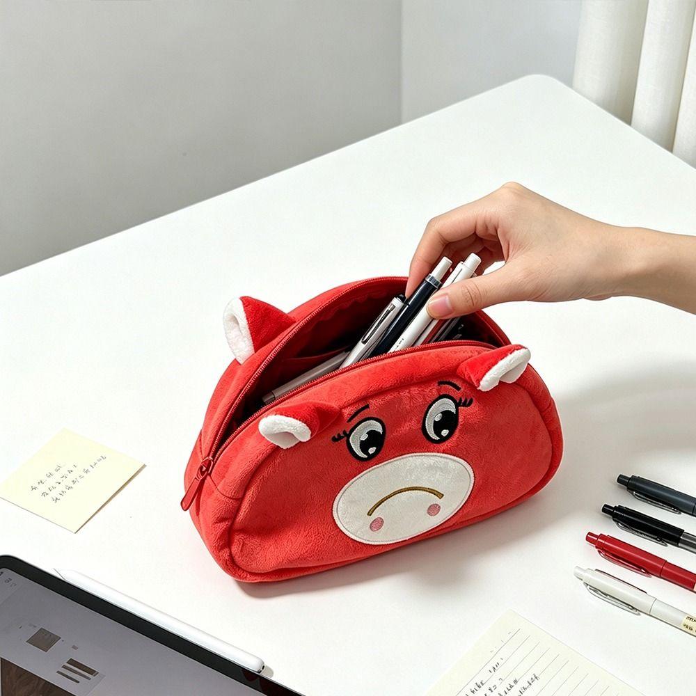Large Capacity Pencil Case Plush Stationery Pouch Cartoon Earphone Pouch Stationery Organizer