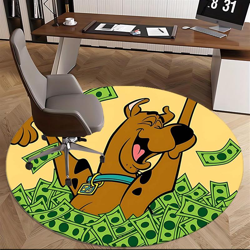 Scooby-Doo Money Chair mat Round Rug-Office carpet, Machine Washable, Non-slip, Suitable for Living Rooms, Bedrooms