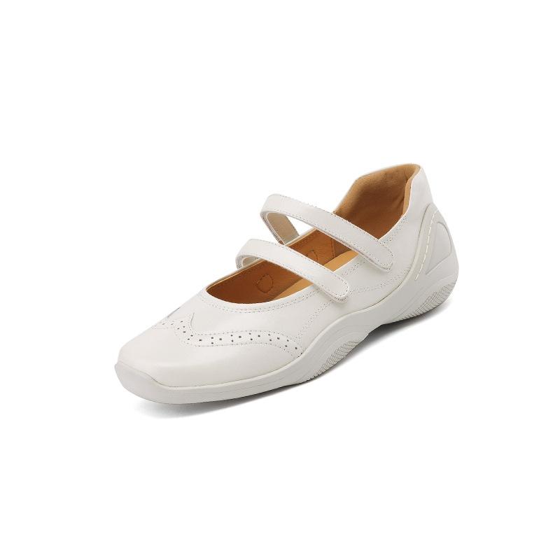 2025 spring and summer silver ballet sports Mary Jane shoes flat women's shoes thick sole height increase 6cm casual shoes