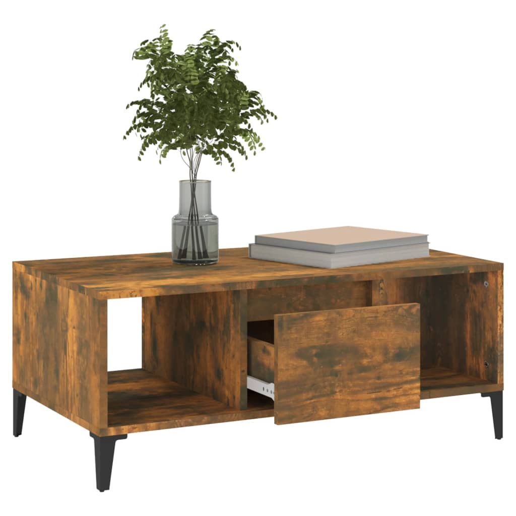 Coffee Table Smoked Oak 90x50x36.5 Cm Engineered Wood