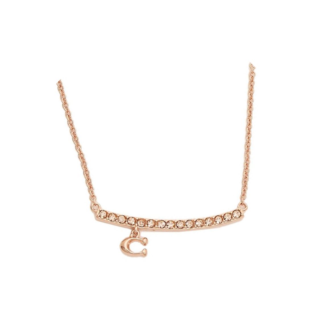 Coach Smile C Inlaid Light Luxury Plated Brass Necklace Women necklace Rose-Gold 91431-RGD Single Item