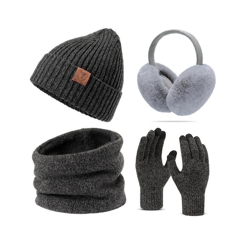 Winter Hat Scarf Gloves Socks Warm Four Piece Set Thickened Wool Socks Knitted Cold Proof Set