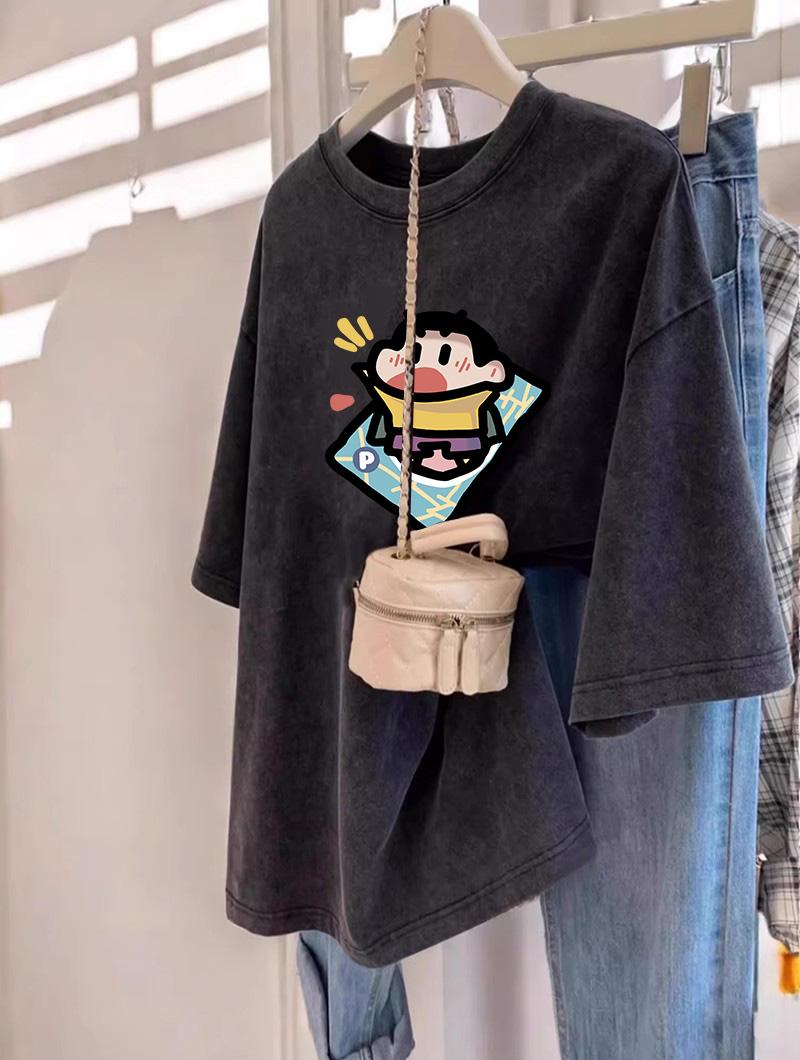 

Оверсайз Свободный круглый Не орт Sve Женская футболка Ваед ей Винтажный Сли Летний топ Корейский 通勤 Faion Повседневный Хлопок Xl