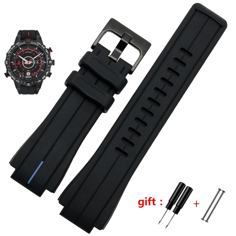 Silicone rubber watchband for Timex Watch strap T2N720 T2N721 TW2T76300 wristband bracelet waterproof band Convex interface 16mm