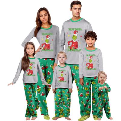 Ebeveyn-Çocuk Noel Baskılı Ev Takımı Uzun Kollu Üst Ve Pantolon