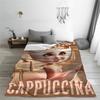 Ballerina Cappuccina AI Generate Character Italian Brainrot Warm Soft Blanket Plush Throw Blanket Couch Chair Flannel Bed Cover