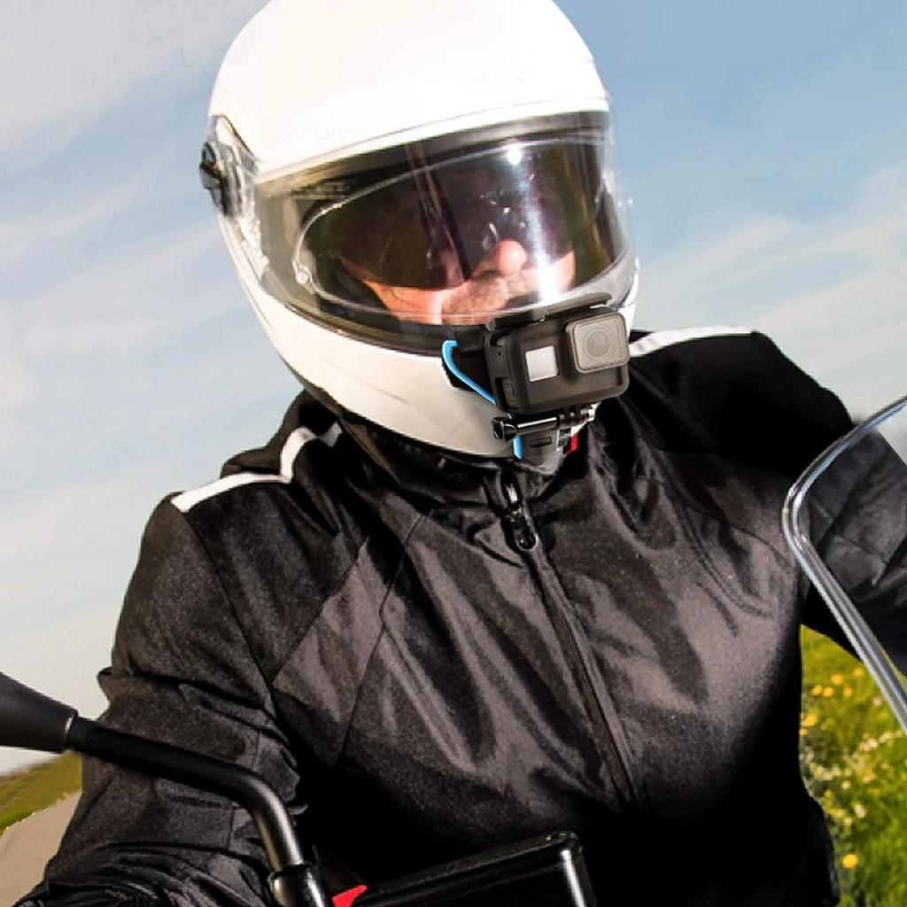 GoPro Hero 12 11 10 9 8 5 6 7 SJCAM SJ4000 AIR DJI EKEN AKASO Aksiyon Kamera Aksesuarları İçin Motosiklet Kaskı Çene Kayışı Montajı
