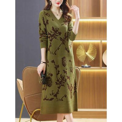 Mid-length Western-style Bottoming Sweater Dress for Women Loose Noble Inner Layer New Autumn Winter Knitted Dress