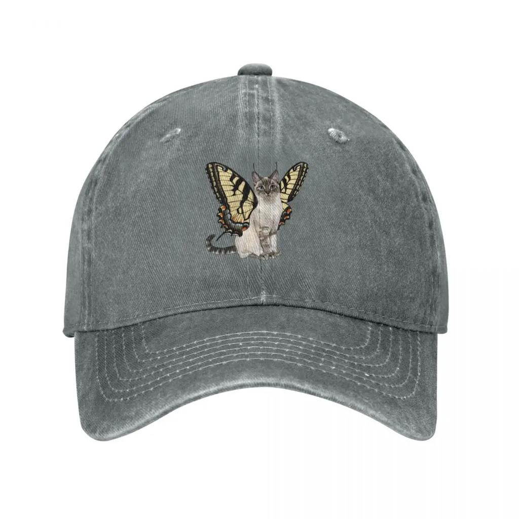 Eastern Tiger Swallowtail Butterfly Cat Baseball Cap Trucker Hat Derby Hat Golf Hat Genuine Women Hats Unisexs