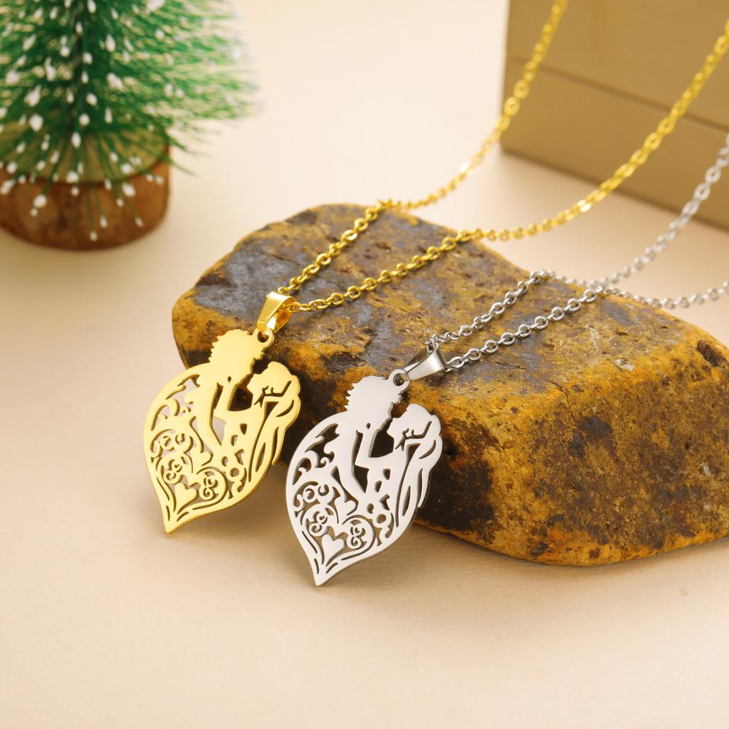 Heart Necklace Holding face Couple Pendant Women Men Neck Chain Stainless Steel Jewelry Lover Valentine's Day Christmas Gifts