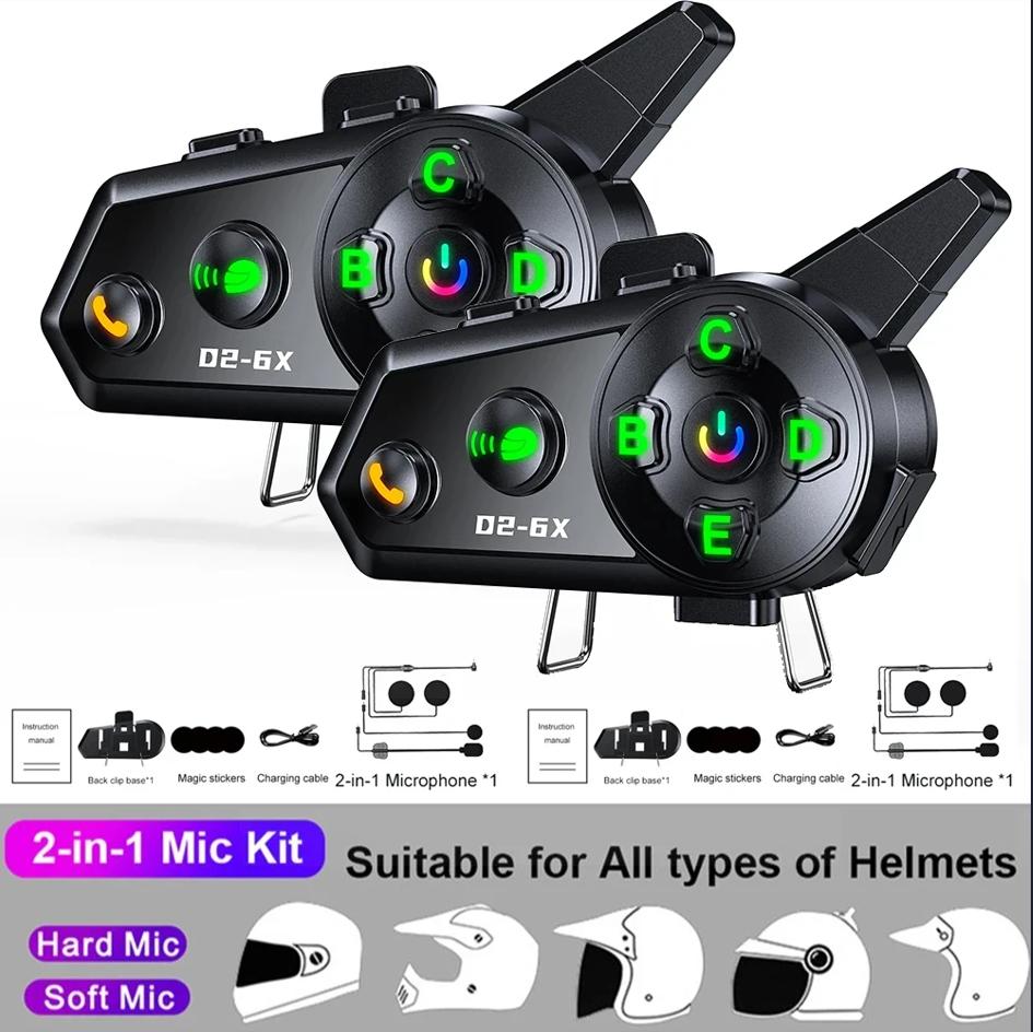 Motocyklová přilba Bluetooth Headset Bezdrátový interkom pro skupinový interkom pro 6 jezdců Intercomunicador Waterproof Music Share