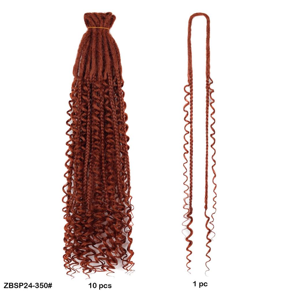 10 Stück/Los Häkelhaar Afro Göttin Böhmische Box Braids 24 Zoll Gehäkelte Box Braids mit River Locs Lockigen Enden Haar Synthetische Zöpfe