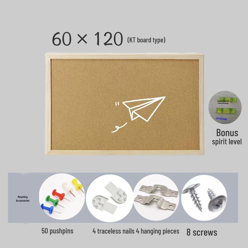 Pine Wood Frame Cork Bulletin Board for Photo Display and Kindergarten Decor