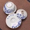 Blue And White Sancai Cover Bowl Ceramic Kung Fu Tea Set Teacup Household Tea Making Large Cover Bowl Anti-Scalding Tea Bowl