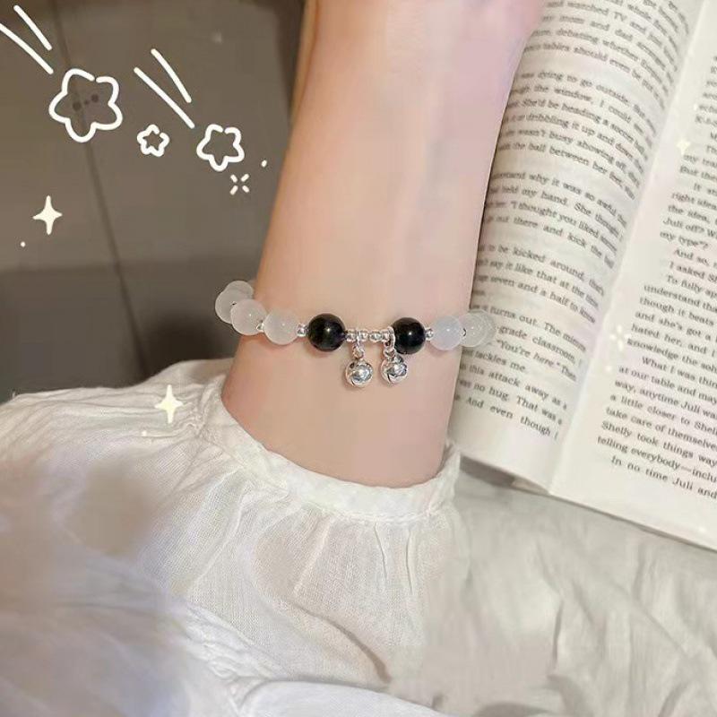 Xiaohongshu Style Soft Gradient Pink Bracelet for Students: Ice Transparent Finger Wrap Around Beads - Perfect for Gifting Besties.