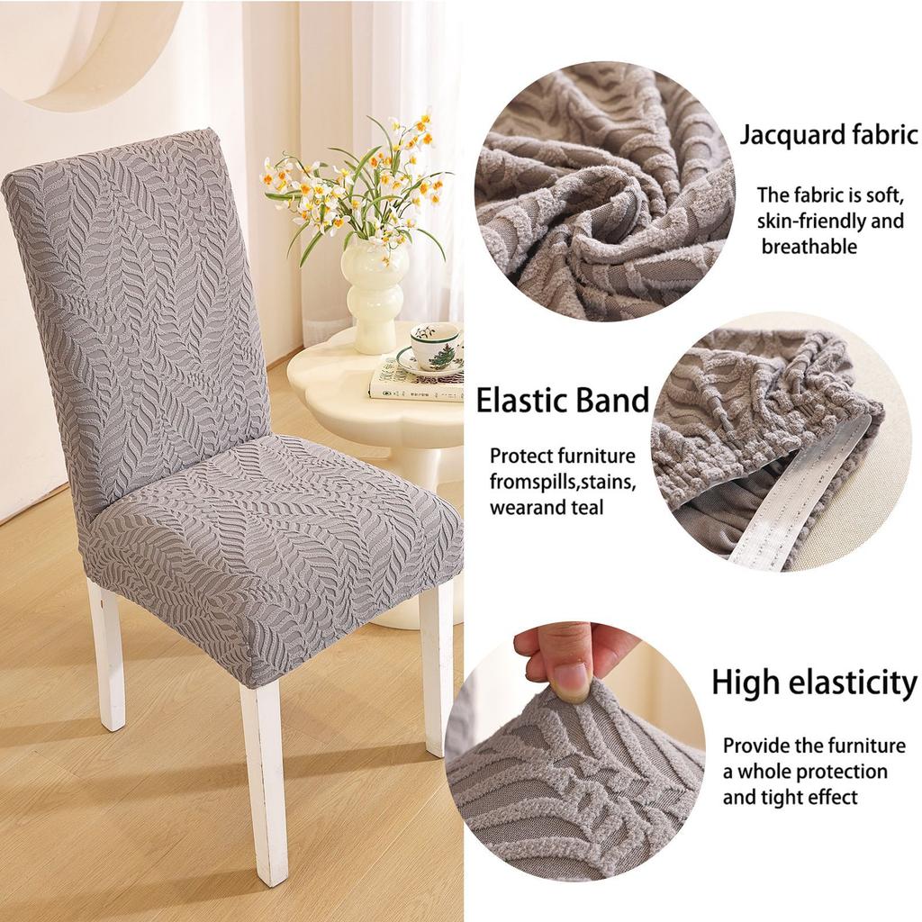 1PC Jacquard Chair Covers Stretch Leaves Printed All-inclusive Seat Covers for Dining Room Hotel Wedding Banquet Chair Protector