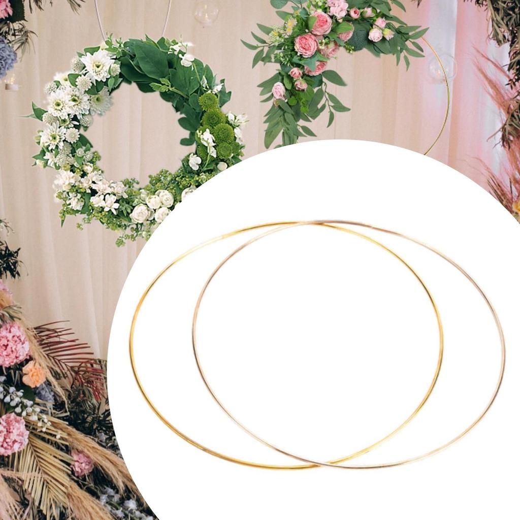 Metal Gold Floral Hoop Handmade Round Wreath Frame Large Circle Rings for Party Wedding and Home Decoration