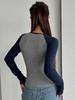 2024 American Print Long Sleeve Round Neck Top for Spring/Autumn