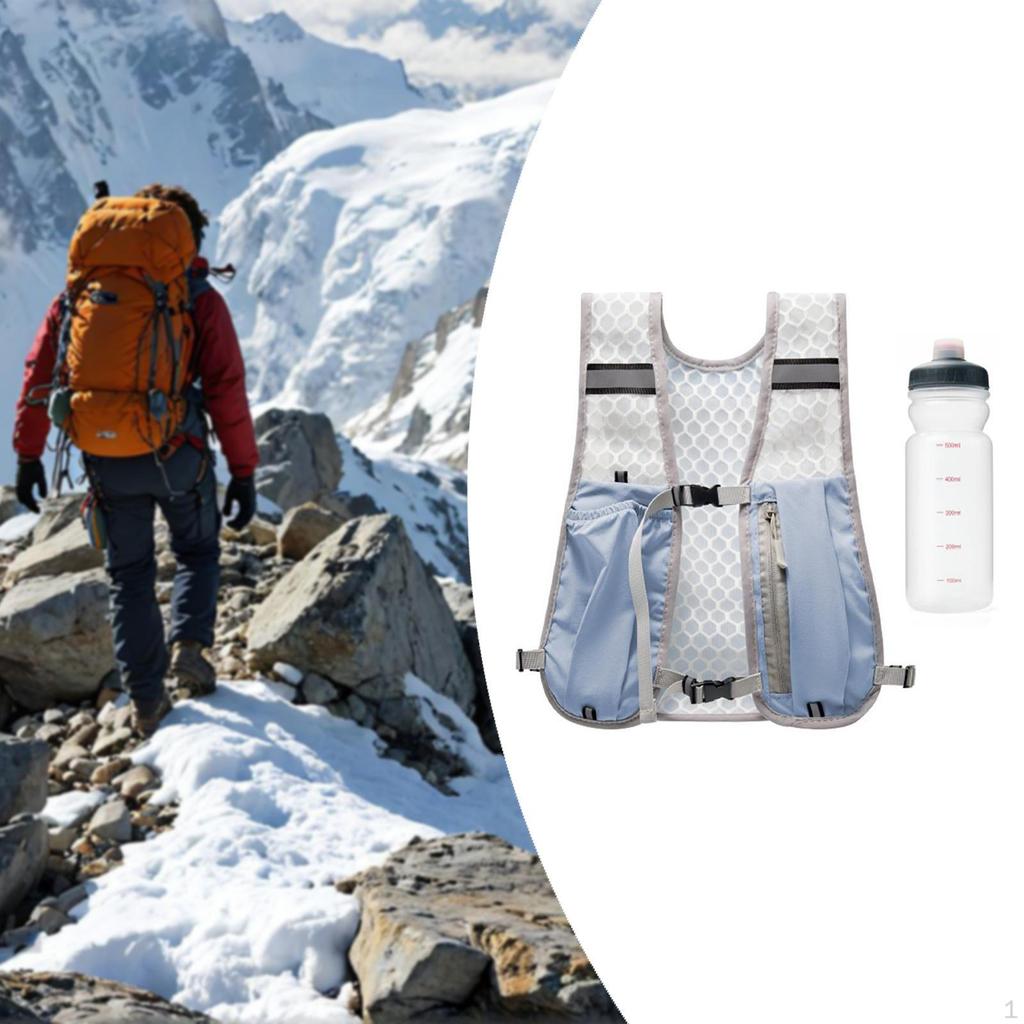 Wanderweste mit 500ml Wasserflasche Tagesrucksack Reflektierendes Design Mehrzweck Atmungsaktiv für