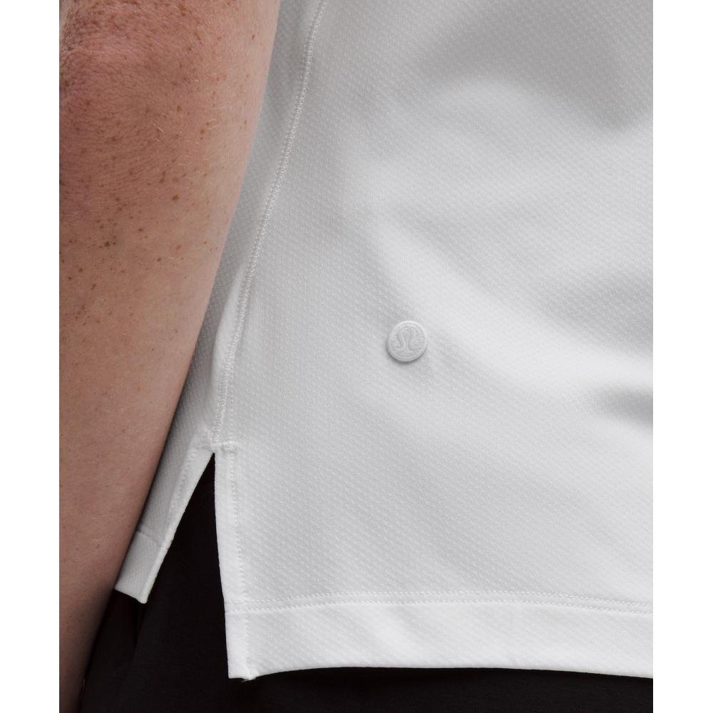 Lululemon Quick Dry Short Sleeve Polo Shirt Straight Hem  Graphic White
