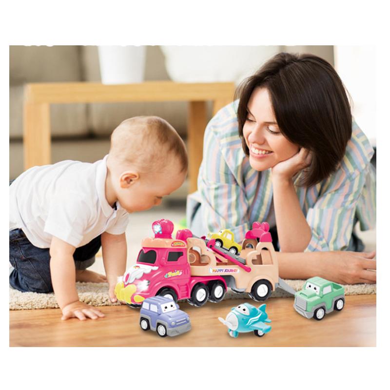 Modellspielzeug zum Zusammenbauen für Kinder, Cartoon, doppelstöckiges Transportfahrzeug, Trägheitsfahrzeug, Modellset, Spielzeug, Geschenk B128