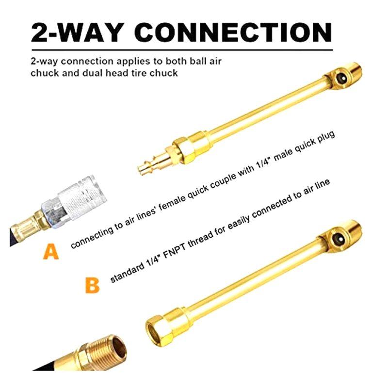 Feb.8Pc Air Chuck Set-1/4In Female Closed Ball Chuck&Dual Head Air Chuck&Male Plug Tire Air Fill Kit For Tire Inflator Gauge