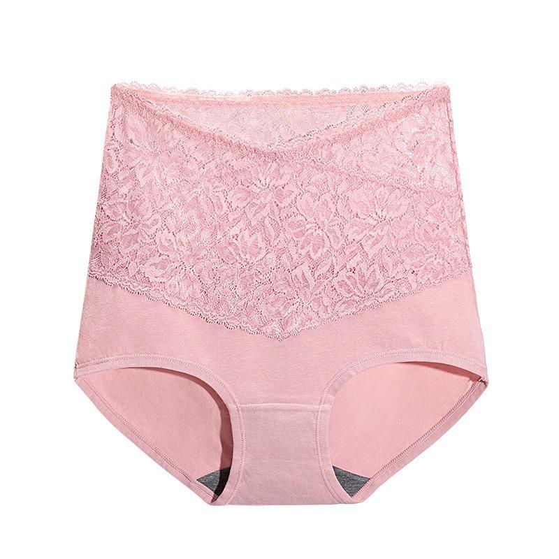 Women High Waist Lace Briefs Graphene Crotch Antibacterial Tummy Control Butt Lifting Plus Size Underwear