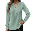 Autumn and Winter Women's New Long-sleeved Solid Color V-neck Button-down T-shirt Tops