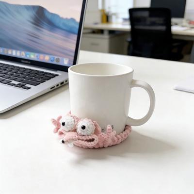 Hand-Crocheted Fun Squirrel Coasters Cute Knitted Cotton Drink Mats Heat-Resistant & Absorbent Insulated Coffee Cup Mats Charming Desk Decor Novelty