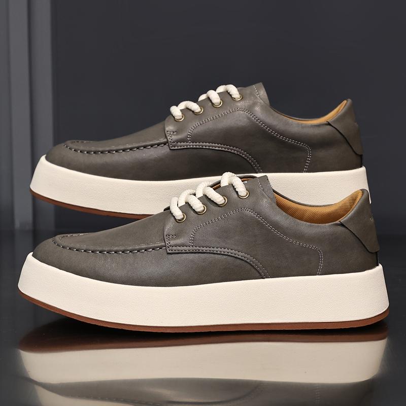 Golden Sapling Male Casual Skateboarding Shoes Winter Flats Genuine Leather Men Daily Round Toe Boat Shoes Man Trendy