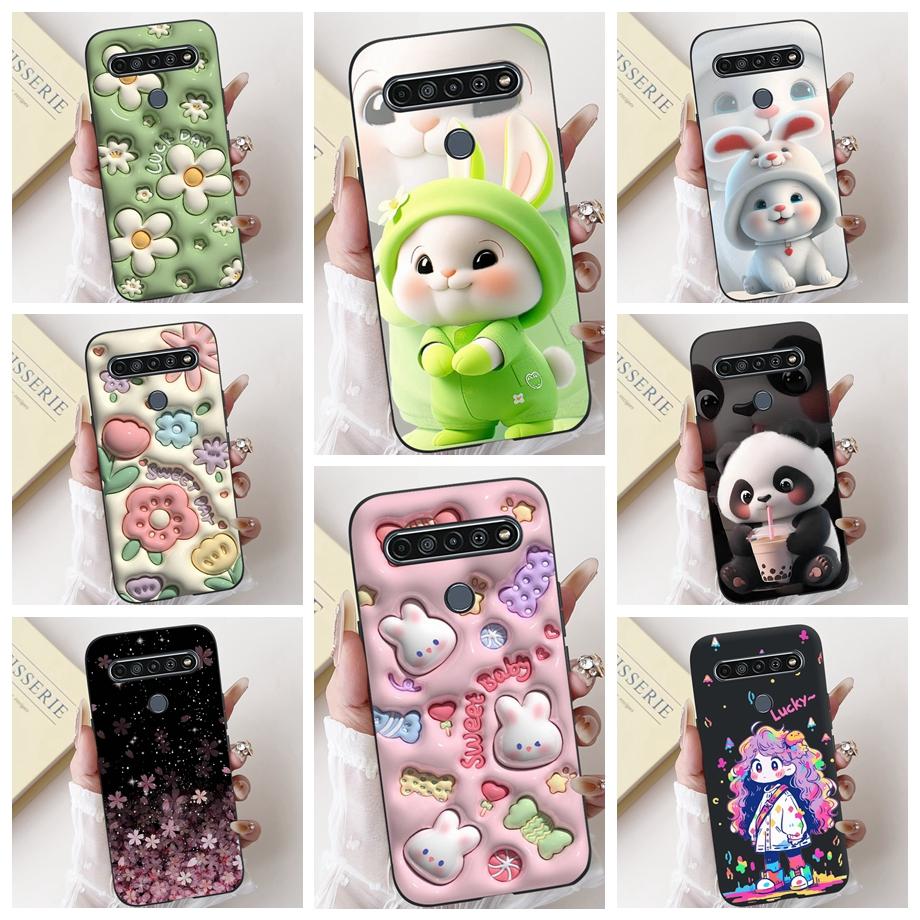 For LG K41s K51s K52 Q52 K61 Q61 K62 K22 2020 Phone Case Back Cover Soft Matte Silicone Slim Fundas Lovely Panda Rabbit Flower