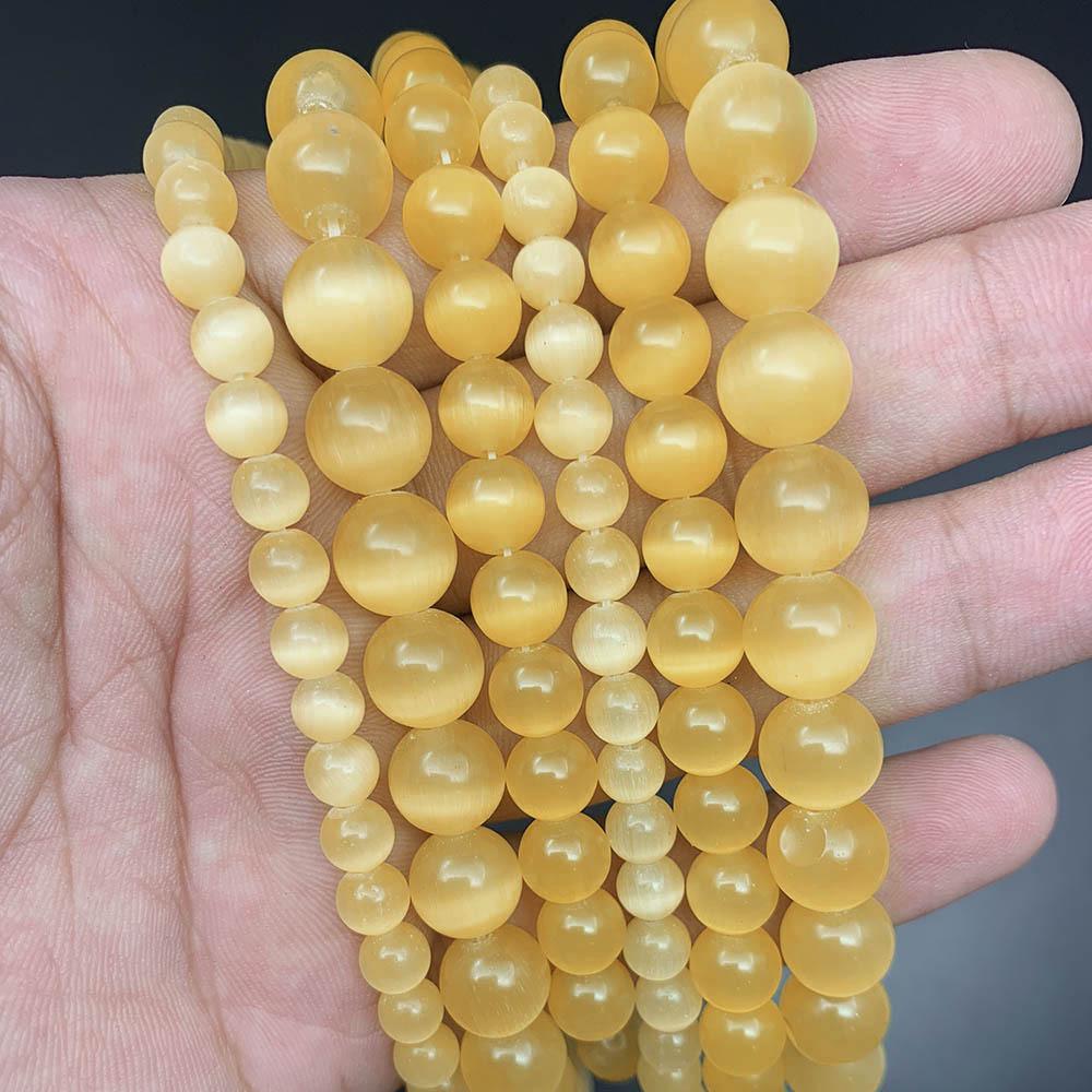 8mm White Cat's Eye Stone Beads for DIY Jewelry Bracelet