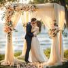 Wedding Arch Draping Fabric, 1 Panel 6/10M Champagne Sheer Backdrop Curtain Wedding Arch Decorations for Wedding Party Ceiling