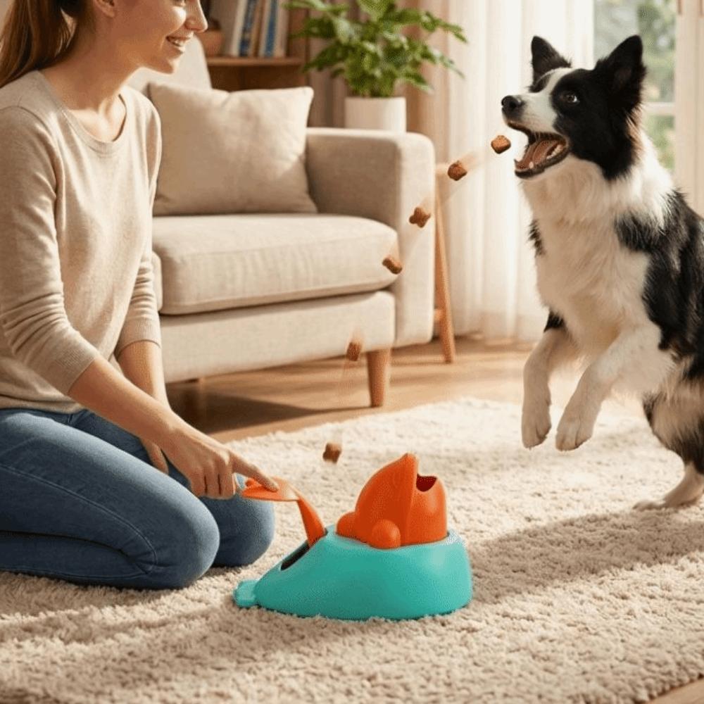 Fun Whale Shape Pet Treat Dispenser Toy Press Mechanism Anti-slip Base Food Puzzle Toy Plastic Dog Slow Feeder Cat Enrichment
