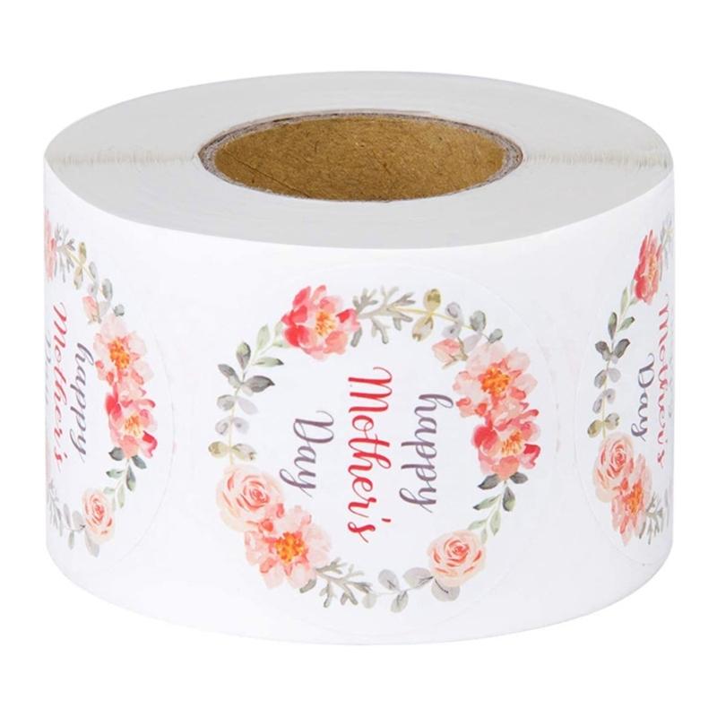 

500Pcs Colorful Flower Sticker Roll for Mother s Day Cards and Crafts Project Gift Wrapping Round Adhesive Labels Decal 1